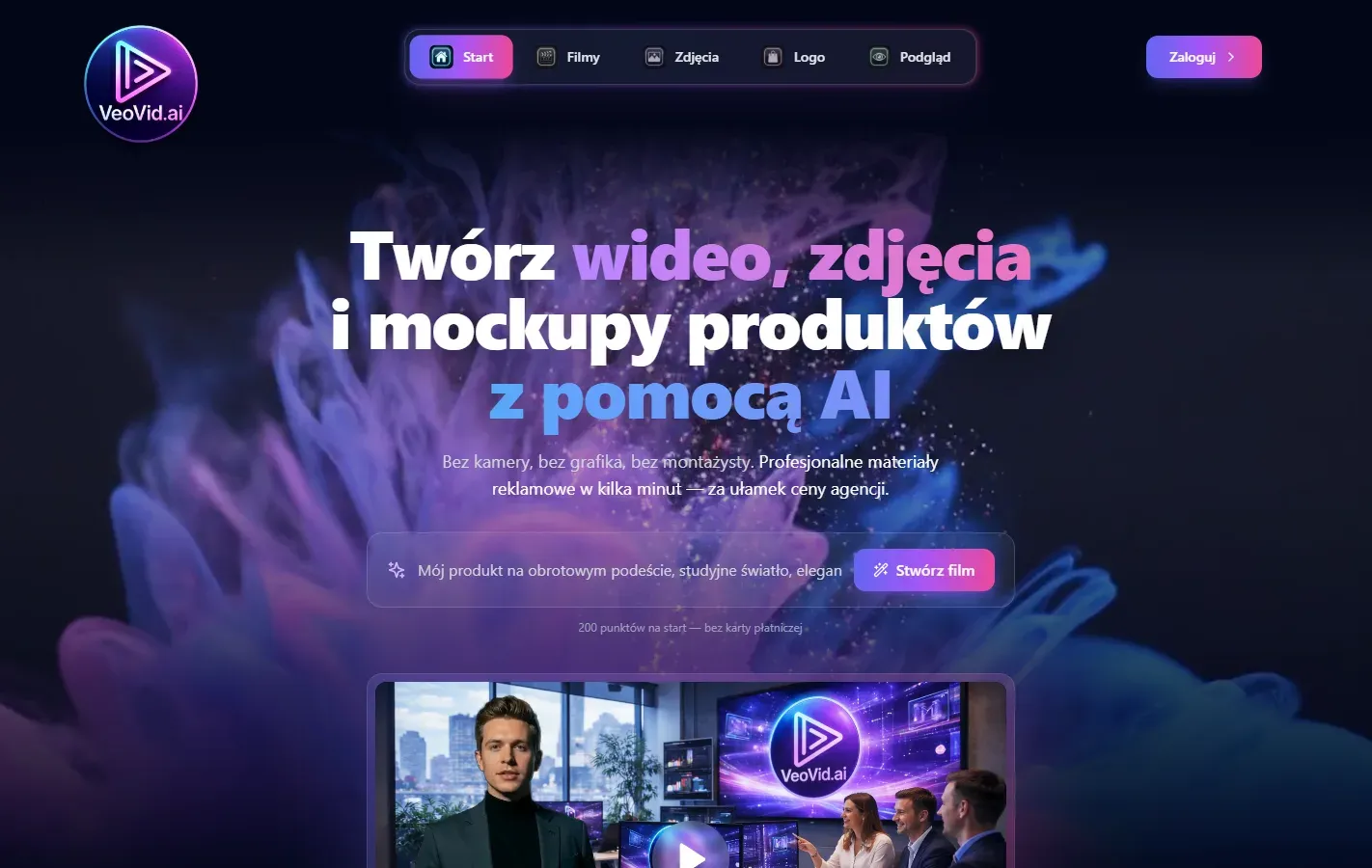 Podgląd realizacji Serwis VeoVid.ai